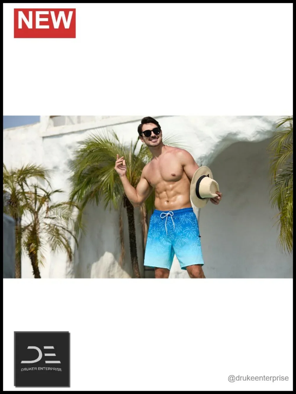 Men's Swim Trunks with Compression Liner and Zipper Pockets